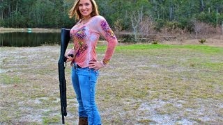 SHOOTING the Stevens 12 GAUGE SHOTGUN at short range...Girls Shooting Guns!!