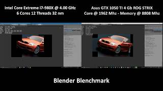 i7-980X @ 4.00 GHz VS GTX 1050 TI STRIX OC | Blender Blenchmark Rendering | 1080p60
