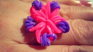 ✿ КОЛЬЦО "ЦВЕТОК" ✿ из резинок RAINBOW LOOM ✿ БЕЗ СТАНКА ✿