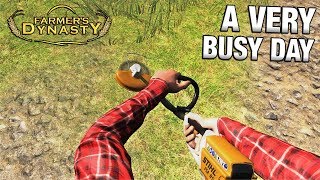 STRIMMING, REPAIRING AND HARVESTING | Farmer's Dynasty - Episode 16
