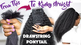 ?SHE CHANGED THE GAME AGAIN!!! DIY $2.80 Kinky Straight DRAWSTRING PONYTAIL with Kanekalon hair!!!