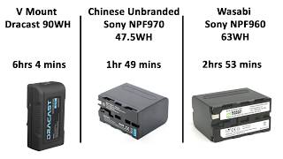Battery Comparison V Mount vs Sony NP F-970 vs Wasabi