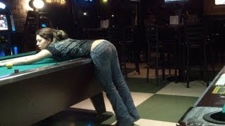 Drunk Hot Chicks Playing Pool & Dancing