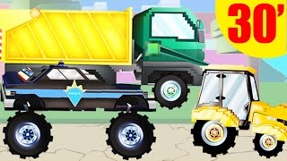Camion poubelle, voiture de police, tractopelle | Compilation Pipo et sa dépanneuse dessin animé