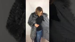 Шикарное пальто из чернобурки! с кожаным поясом