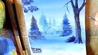 Как нарисовать зимний пейзаж гуашью поэтапно/How to Draw a Winter Scene