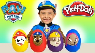 NEW Paw Patrol Play Doh Surprise Eggs Toys for Kids! Chase Marshall Rubble Zuma Sky Kids Costume Fun