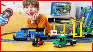 Lego Cargo Train Time Lapse Build and CRASH