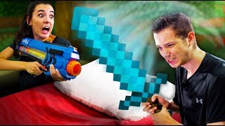 NERF Minecraft Bed Wars Challenge!