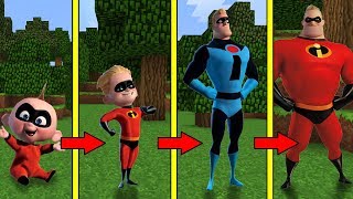 CICLO DE VIDA DOS INCRÍVEIS NO MINECRAFT ! (Os Incríveis 2)