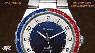Slava Rare Fabulous Divers Style Soviet Quartz Watch With Pepsi Bezel From 70s - For SALE on Etsy