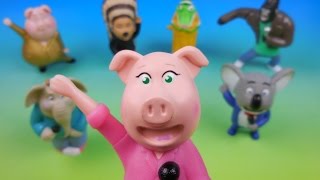 SING 2016 McDONALDS SET OF 7 HAPPY MEAL KIDS MOVIE TOYS VIDEO REVIEW