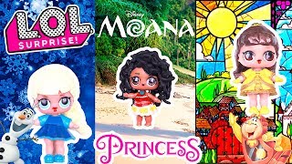 LOL Surprise DOLLS Moana Custom L.O.L Surprise Dolls Series 2 Elsa and Belle DIY Toy Tutorial