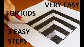 How To Draw 3D Hole for Kids - Anamorphic Illusion - 3D Trick Art on paper !!Very Easy!!