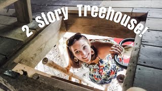 **AMAZING 2 STORY TREEHOUSE WITH 2 SLIDES** with power and a fireman’s poll