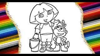 Dora The Explorer. How to darw Dora. Даша Путешественница. Раскраска. Учим цвета  на английском.