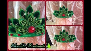 Диадема к костюму елочки своими руками. Канзаши. Мастер-класс