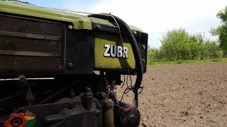 Мотоблок Зубр (zubr). Посадка картофеля мотоблоком с картофелесажалкой.