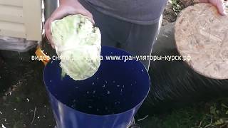 Измельчение капусты и кобачков на сенорезке. Курские грануляторы