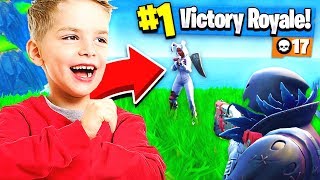 CARRYING 12 YEAR OLD FAN TO HIS 1ST VICTORY!! Fortnite: Battle Royale