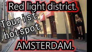 4K. Amsterdam tourist area "Red Light District".  Over de Wallen. Bike cam.