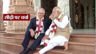 Australian Prime Minister Malcolm and modi took a Metro ride in Delhi..