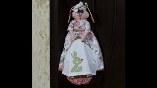 Машинная вышивка Пакетница зайка