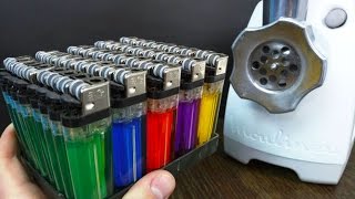 EXPERIMENT MEAT GRINDER VS LIGHTERS