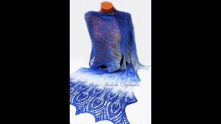 Палантин спицами. Весенние листья. Мастер класс. Knitting scarf. Master Class.