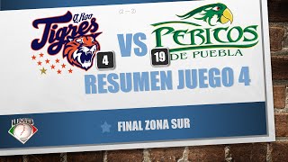 Resumen J4 Final ZonaSur Tigres de Quintana Roo Vs Pericos de Puebla 30-08-2014