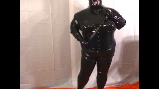 15 016-  BBW FetishKimmy Full Black Latex and Hood