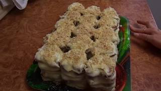 Торт из печенья "Ушки" с заварным кремом.