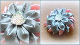 Брошь из вывернутых острых лепестков канзаши/Brooch inverted acute petals kanzashi