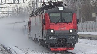 "Снежный вихрь ЭП20-008 со скоростым поездом "Стриж" №708 "Москва - Н. Новгород"!