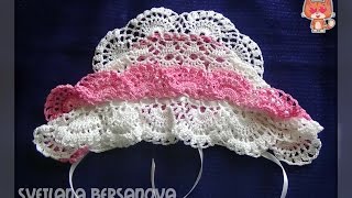 Нарядный чепчик крючком. Festive cap crocheted