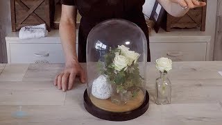 Simple Roses and Birds into a Glass Dome