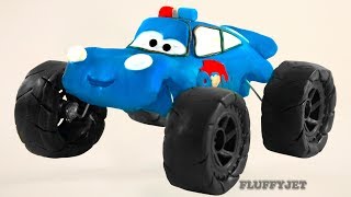 Lightning McQueen Cars Monster Truck Cartoon! ★ Play doh Stop Motion Animation