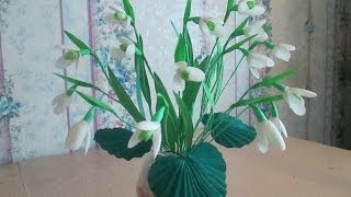 2) Подснежник.Цветок из ткани своими руками / 2 часть/ Мастер класс /