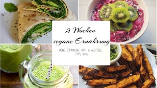 3 WOCHEN VEGANE ERNÄHRUNG - meine Erfahrung, Tipps uvm.