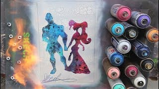 Hercules and Meg  GLOW IN DARK - SPRAY PAINT ART - by Skech