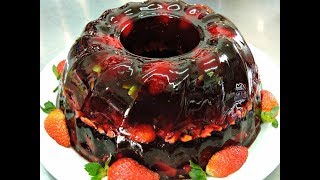 Gelatina de jamaica,fresa y nuez.- RecetasdeLuzMa