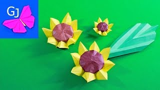 Оригами из бумаги ЦВЕТОК ПОДСОЛНУХ