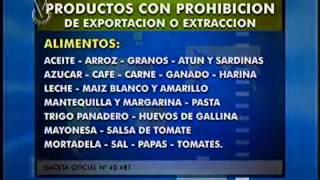 Gobierno publicó en Gaceta Oficial lista de productos prohibidos para ser exportados