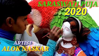 SARASWATI IDOL EYE PAINTING  2020 . SARASWATI MURTI/IDOL PAINTING . SARASWATI PUJA 2020