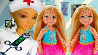 Мультики Барби Играем в доктора Краснуха близнецы