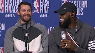 LeBron James & Kevin Love Postgame Interview - Game 2 | Cavaliers vs Celtics | 2018 NBA East Finals