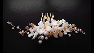 DIY Hair comb flowers polymer clay/Гребень с цветами из глины, Украшения своими руками✨TamireStudio✨