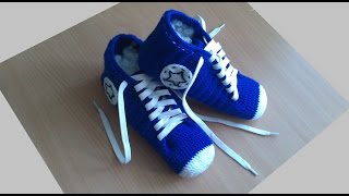 Кеды мужские-вязание крючком.Носки-кеды для мужчин(Socks-shoes crochet for men)Вязаные кеды крючком