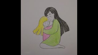 Как нарисовать маму с доченькой