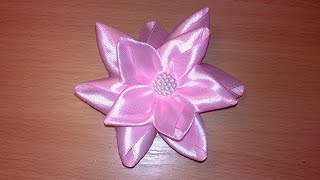 Брошь из лент-видео.Flower.Видео канзаши.Цветок за 10 минут-мастер класс